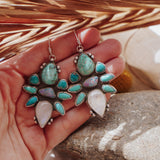 Statement Earrings in Moonstone, Campitos, Boulder Opal, Hubei, and Variscite Turquoise