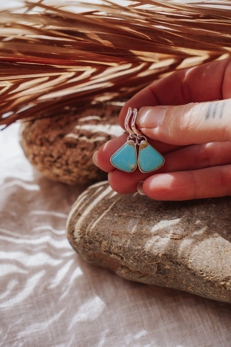Horseshoe Drop Earrings in Tyrone Turquoise