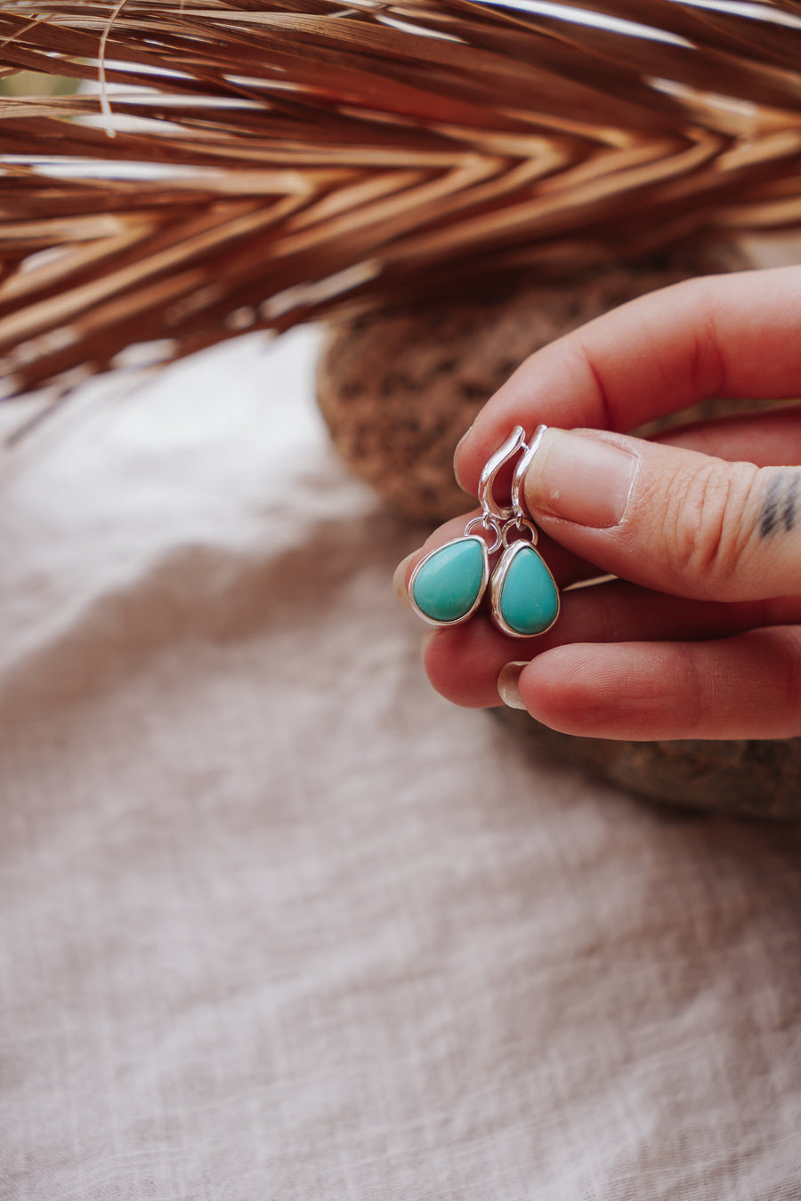 Horseshoe Drop Earrings in Tyrone Turquoise
