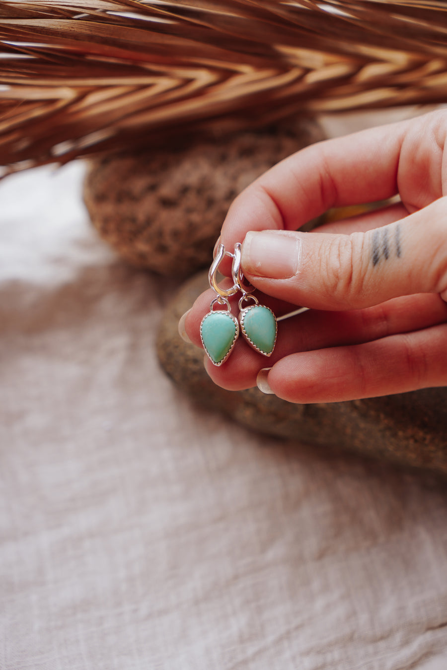 Horseshoe Drop Earrings in Tyrone Turquoise