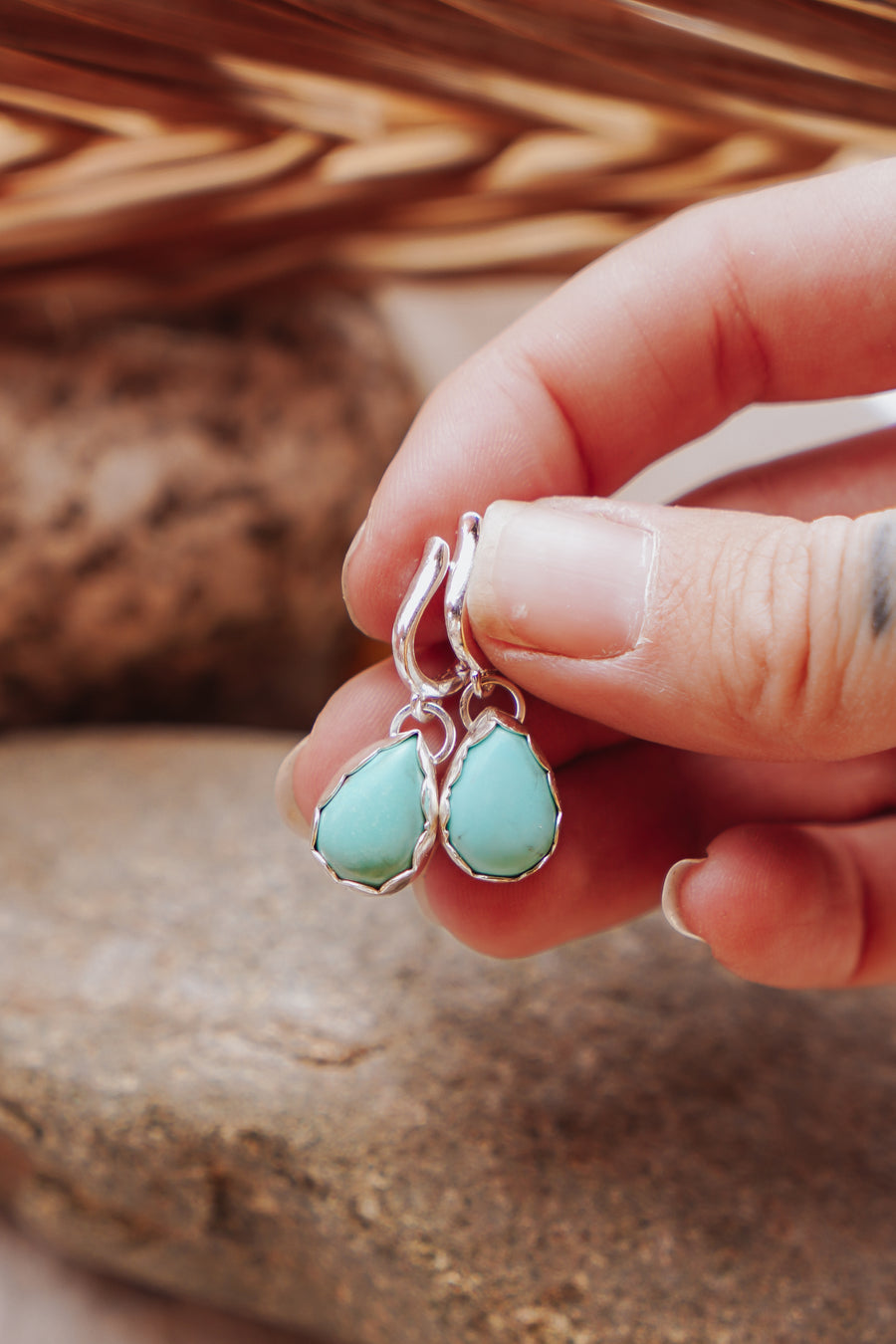 Horseshoe Drop Earrings in Tyrone Turquoise