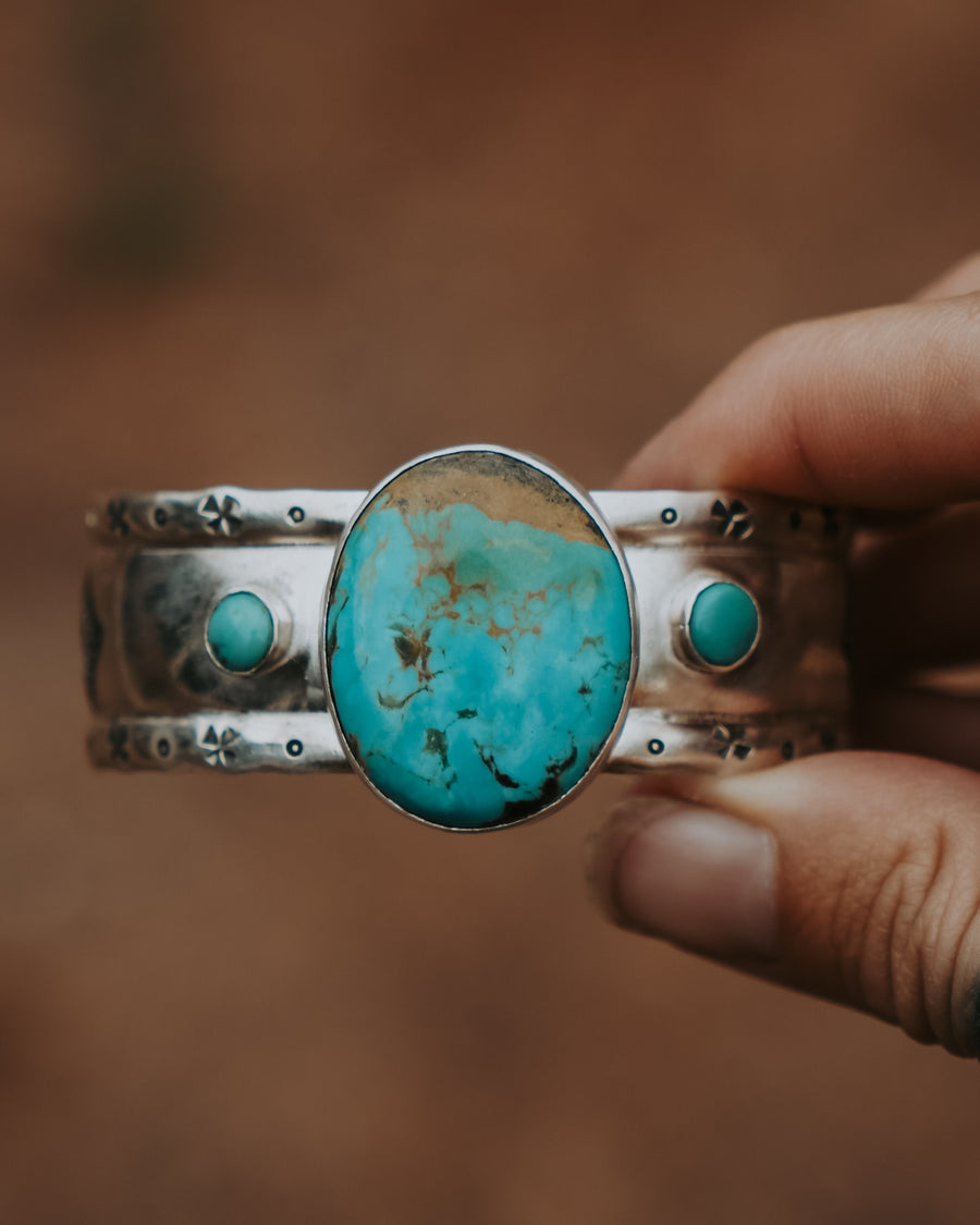 Statement Cuff in Hubei & Tyrone Turquoise