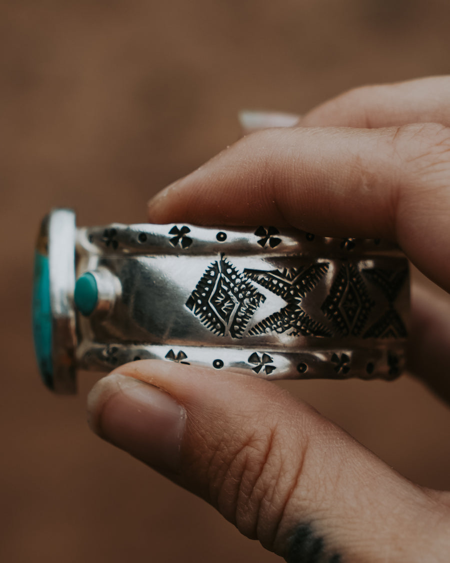 Statement Cuff in Hubei & Tyrone Turquoise