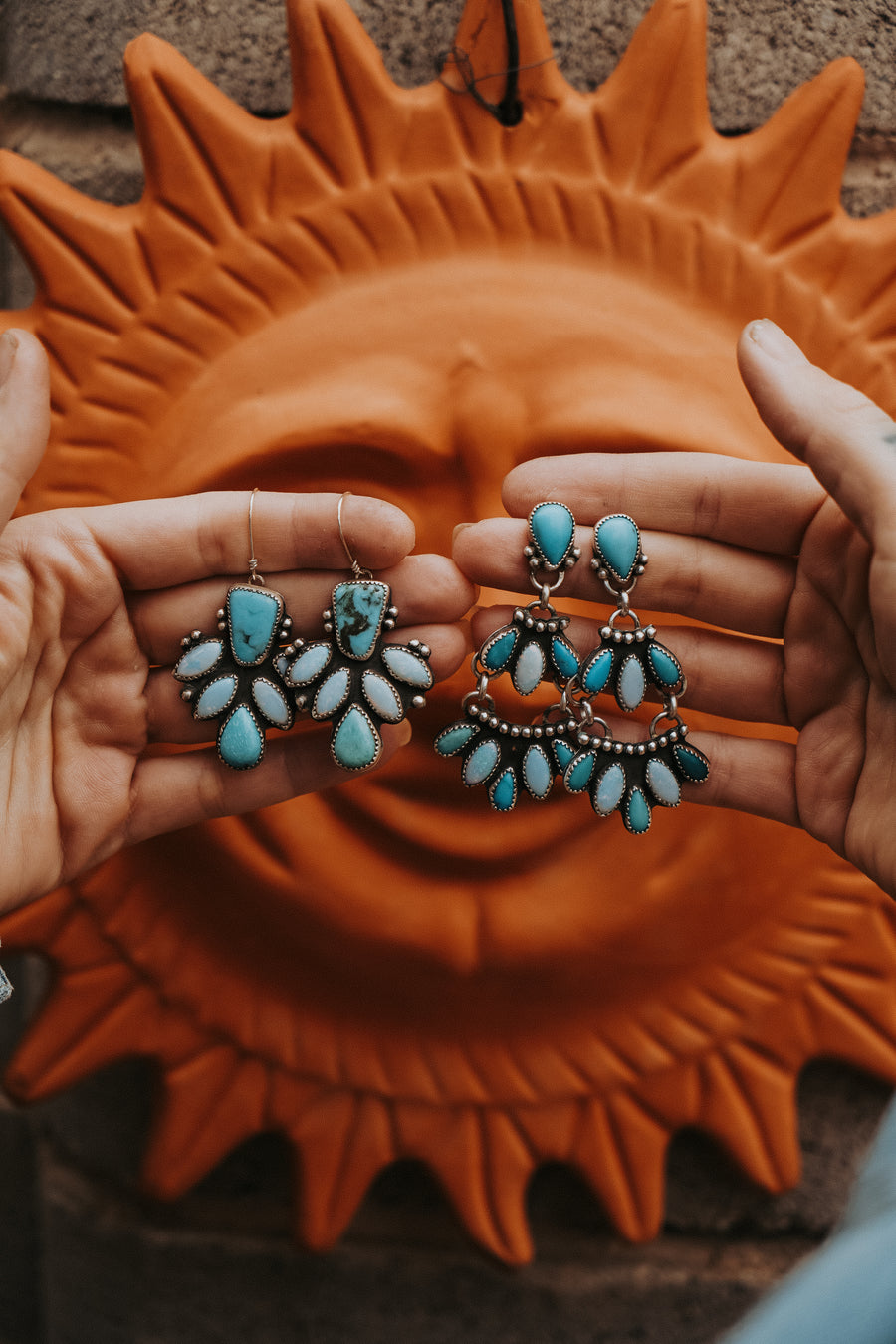 Statement Earrings in Campitos, No. 8 Turquoise & Sterling Opal