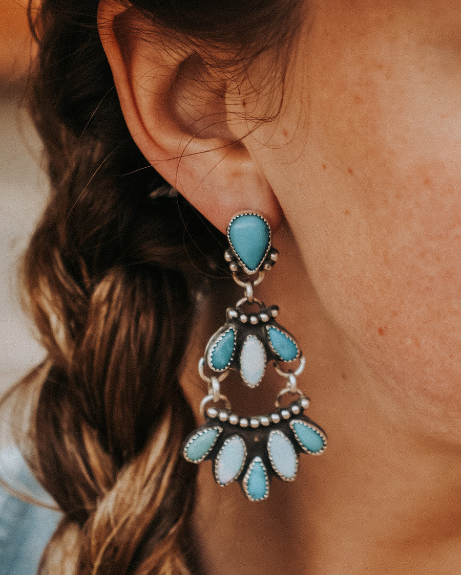 Statement Earrings in Campitos Turquoise & Sterling Opal
