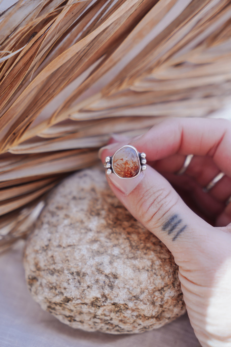 Ellipsis Ring in Montana Agate (Size 5.5)