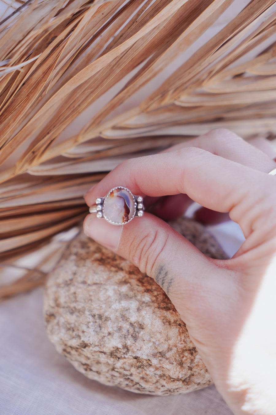 Ellipsis Ring in Montana Agate (Size 9)