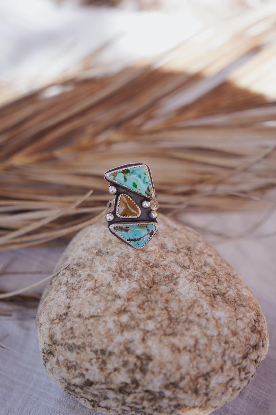 Cairn Ring in Iron Maiden Turquoise (Size 7)