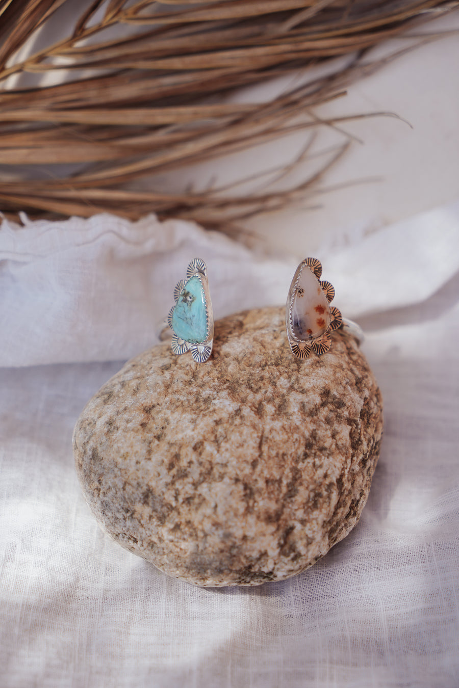 Canyon Wrap Cuff in Dendritic Opal & No. 8 Turquoise