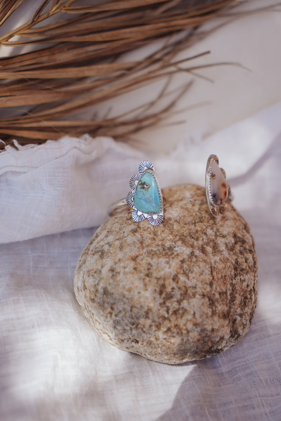 Canyon Wrap Cuff in Dendritic Opal & No. 8 Turquoise