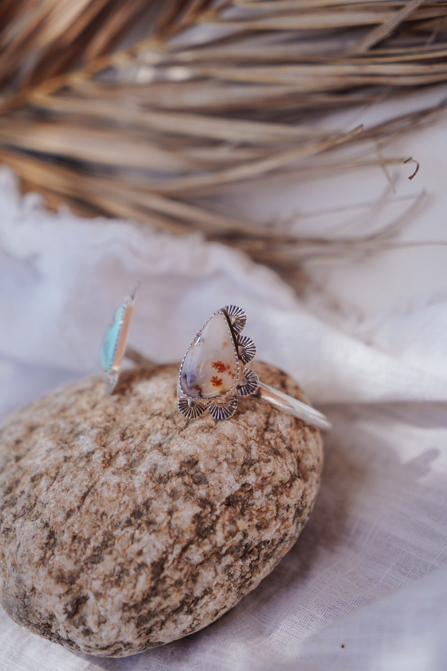 Canyon Wrap Cuff in Dendritic Opal & No. 8 Turquoise