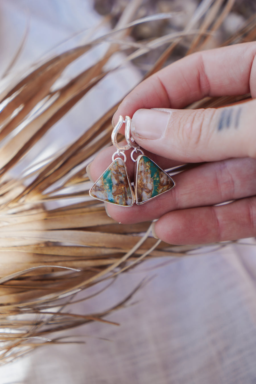 Horseshoe Drop Earrings in Royston Ribbon Turquoise