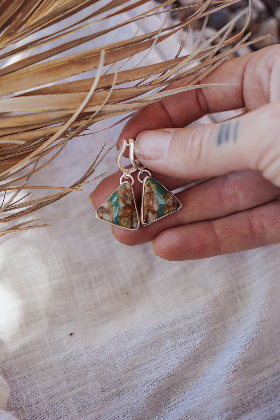 Horseshoe Drop Earrings in Royston Ribbon Turquoise