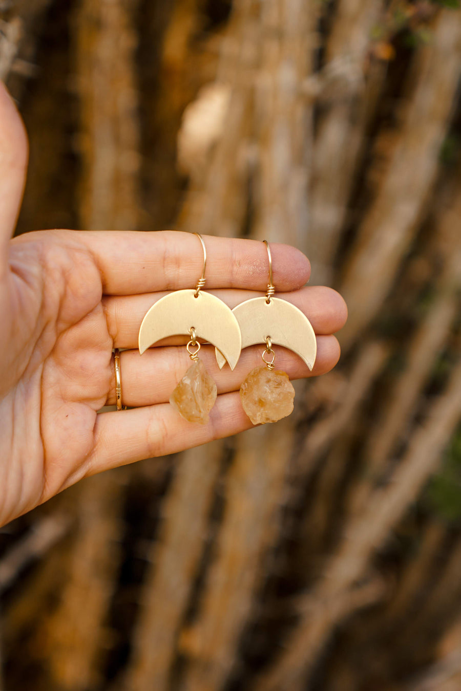The Crescent Dangles with Citrine