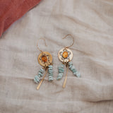 The Amber Blossom Dangle Earrings with Larimar