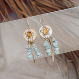 The Amber Blossom Dangle Earrings with Larimar