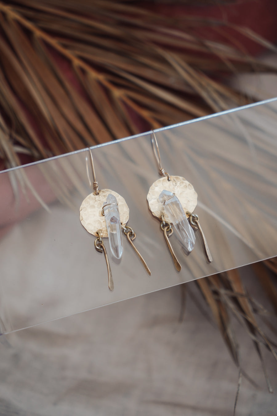The Cavern Earrings in Clear Crystal Quartz