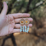 The Amber Blossom Dangle Earrings with Larimar