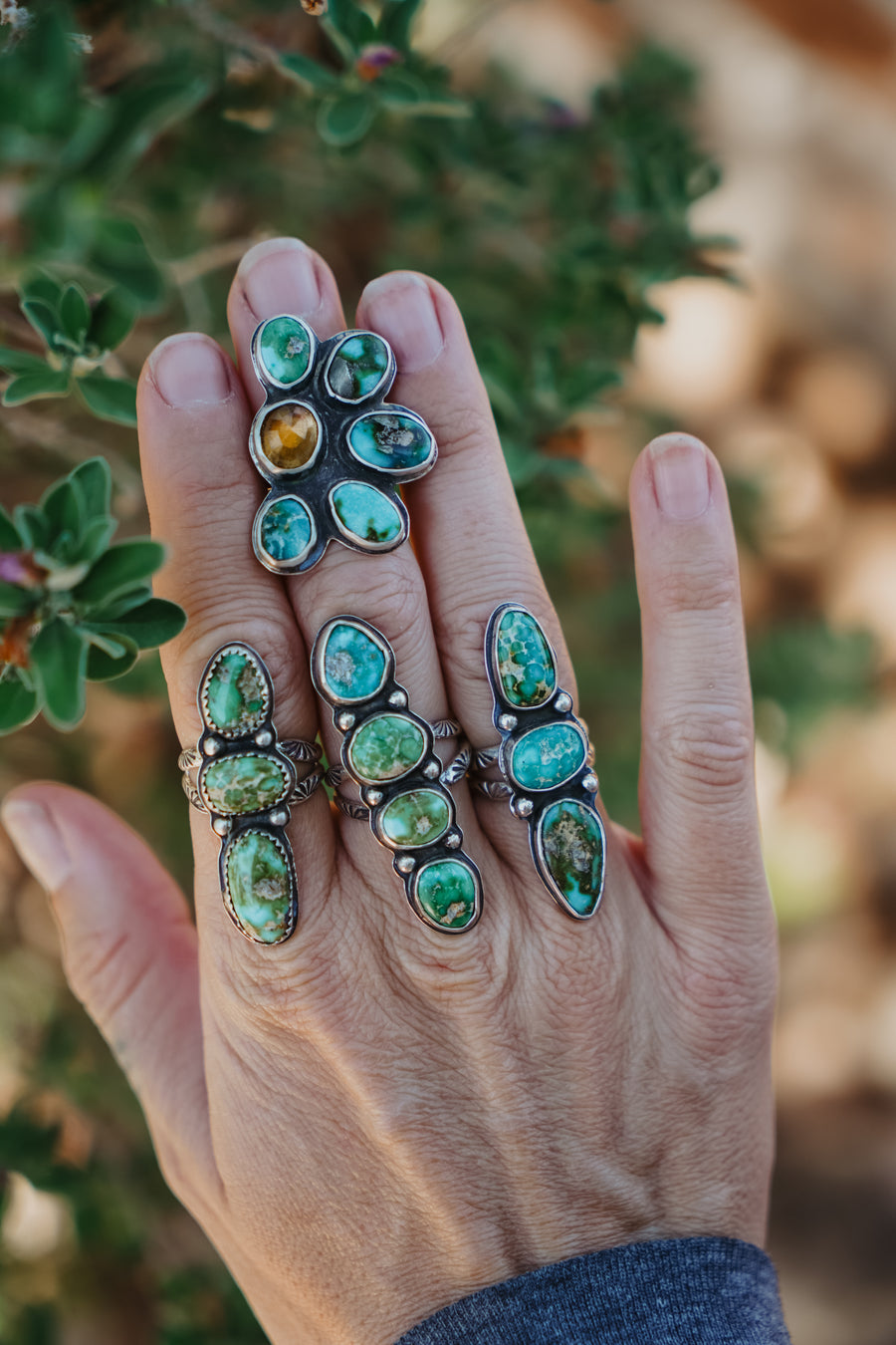 Cairn  Ring in Sonoran Gold Turquoise (Size 7.5)