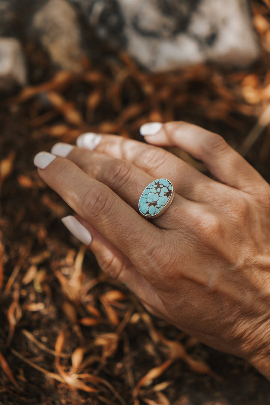 Horizontal Ring in Hubei Turquoise (Size 7)