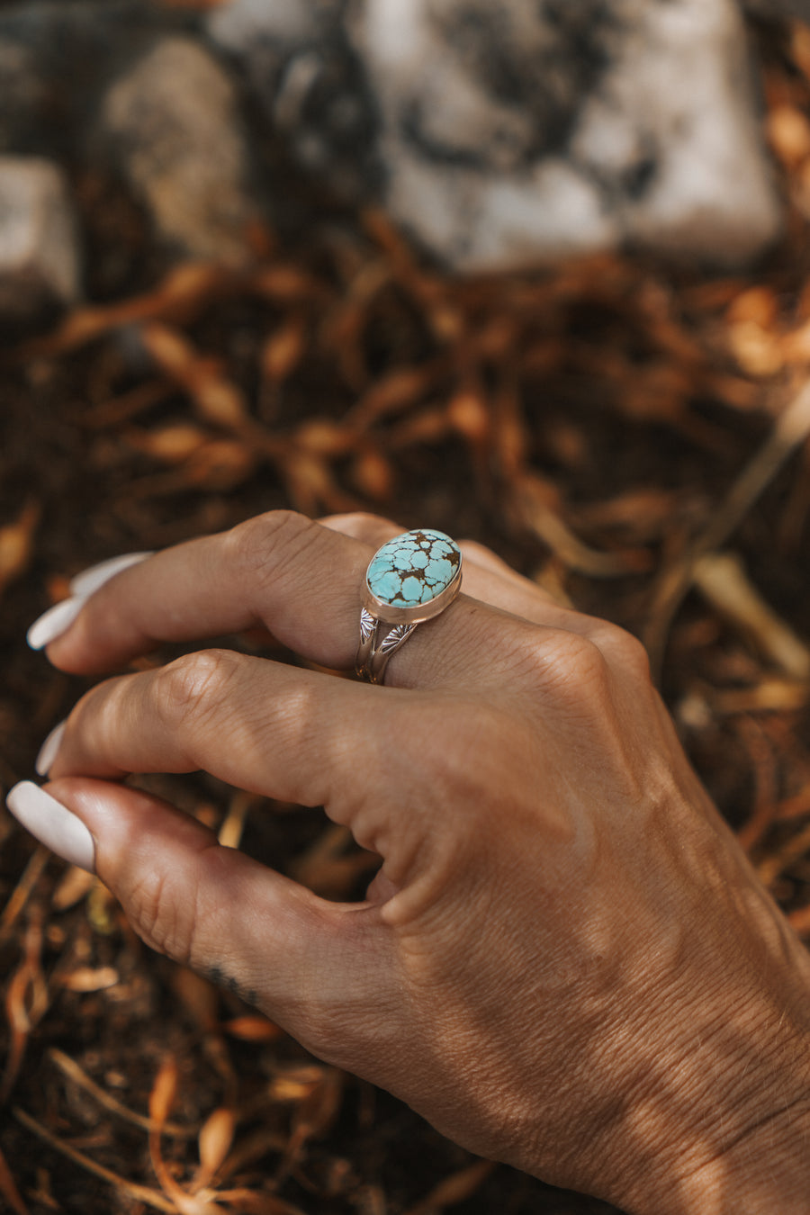 Horizontal Ring in Hubei Turquoise (Size 7)