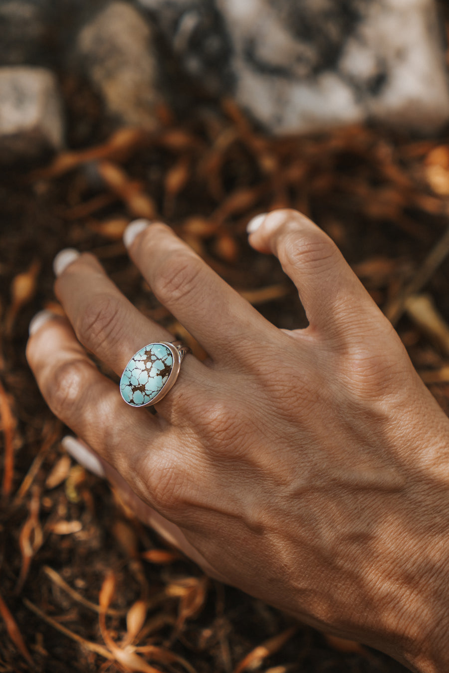 Horizontal Ring in Hubei Turquoise (Size 7)