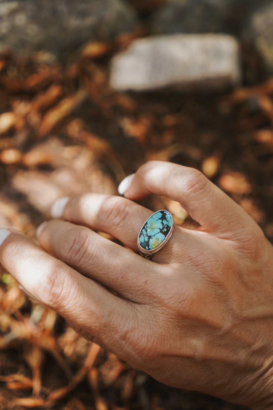 Horizontal Ring in Hubei Turquoise (Size 6.5)