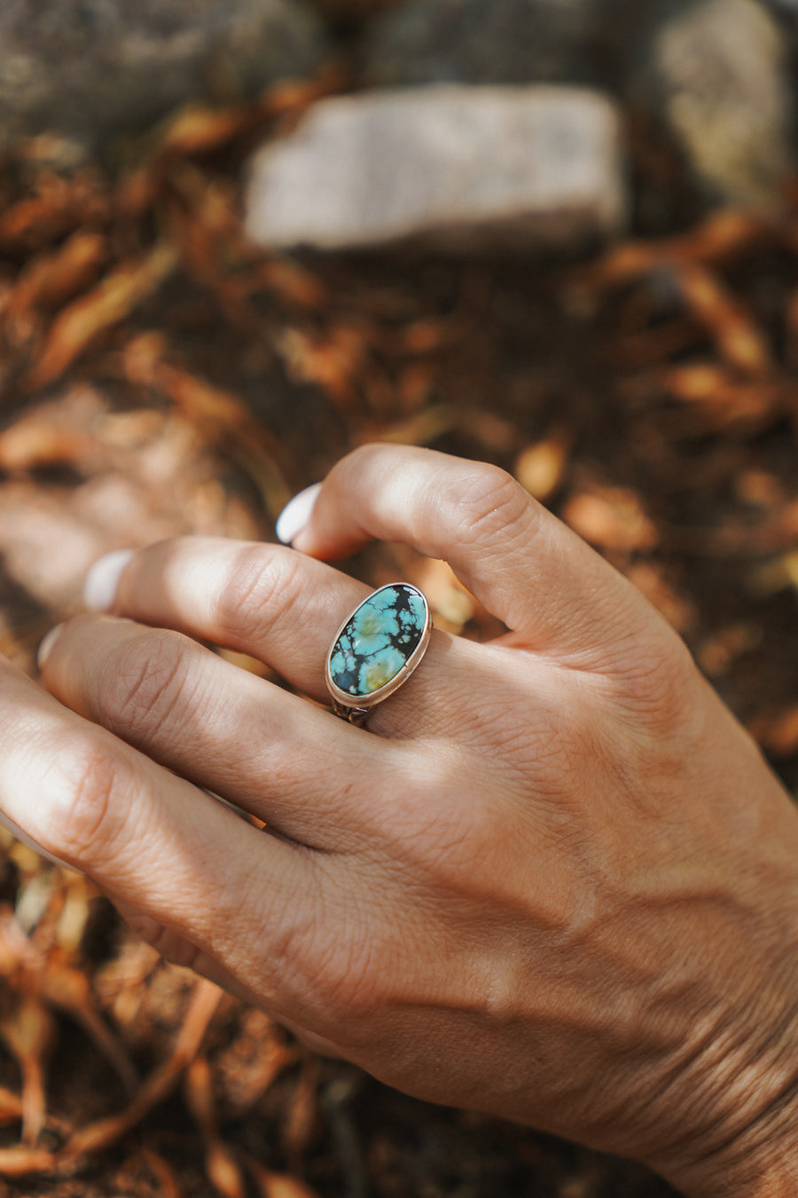 Horizontal Ring in Hubei Turquoise (Size 6.5)