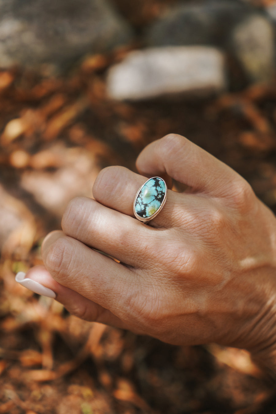 Horizontal Ring in Hubei Turquoise (Size 6.5)