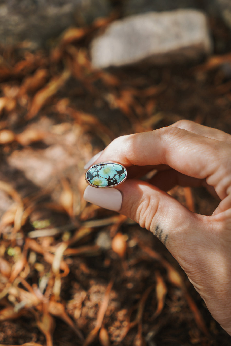 Horizontal Ring in Hubei Turquoise (Size 6.5)