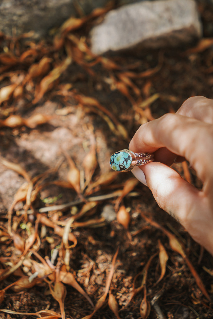 Horizontal Ring in Hubei Turquoise (Size 6.5)
