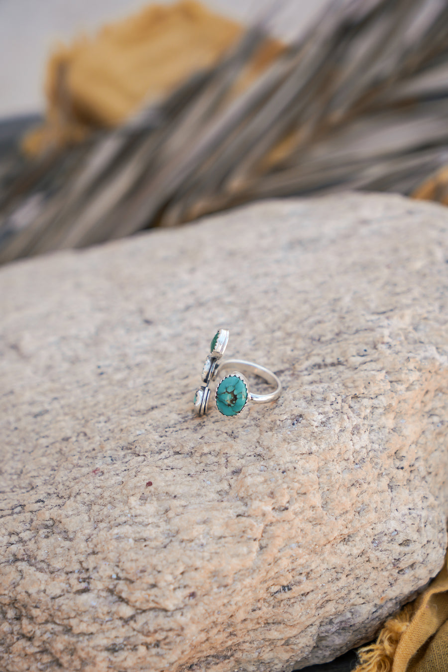 The Canyon Wrap Ring in Carico Lake & Yungi Turquoise (Size 4-6)