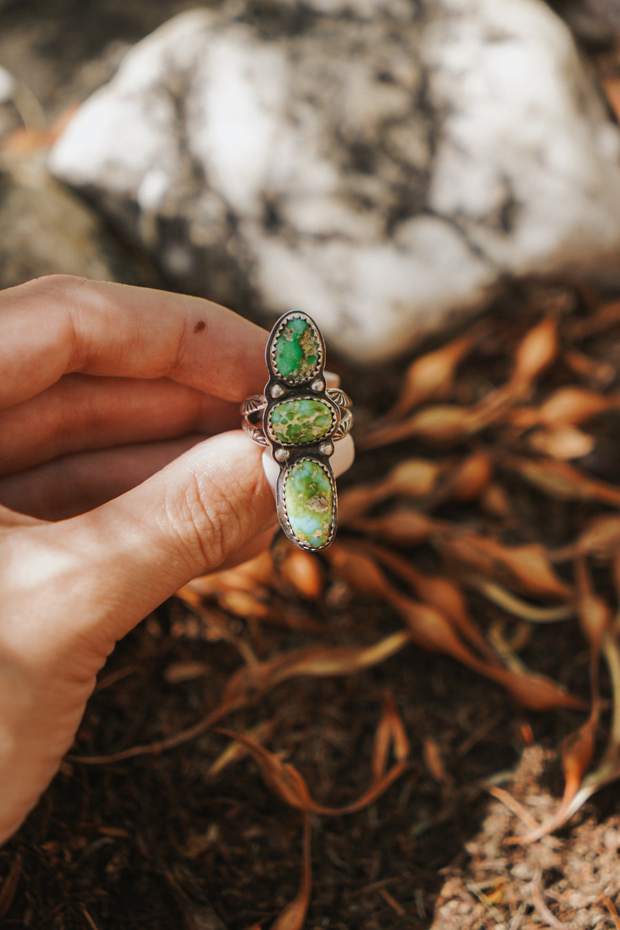 Cairn  Ring in Sonoran Gold Turquoise (Size 6.5)