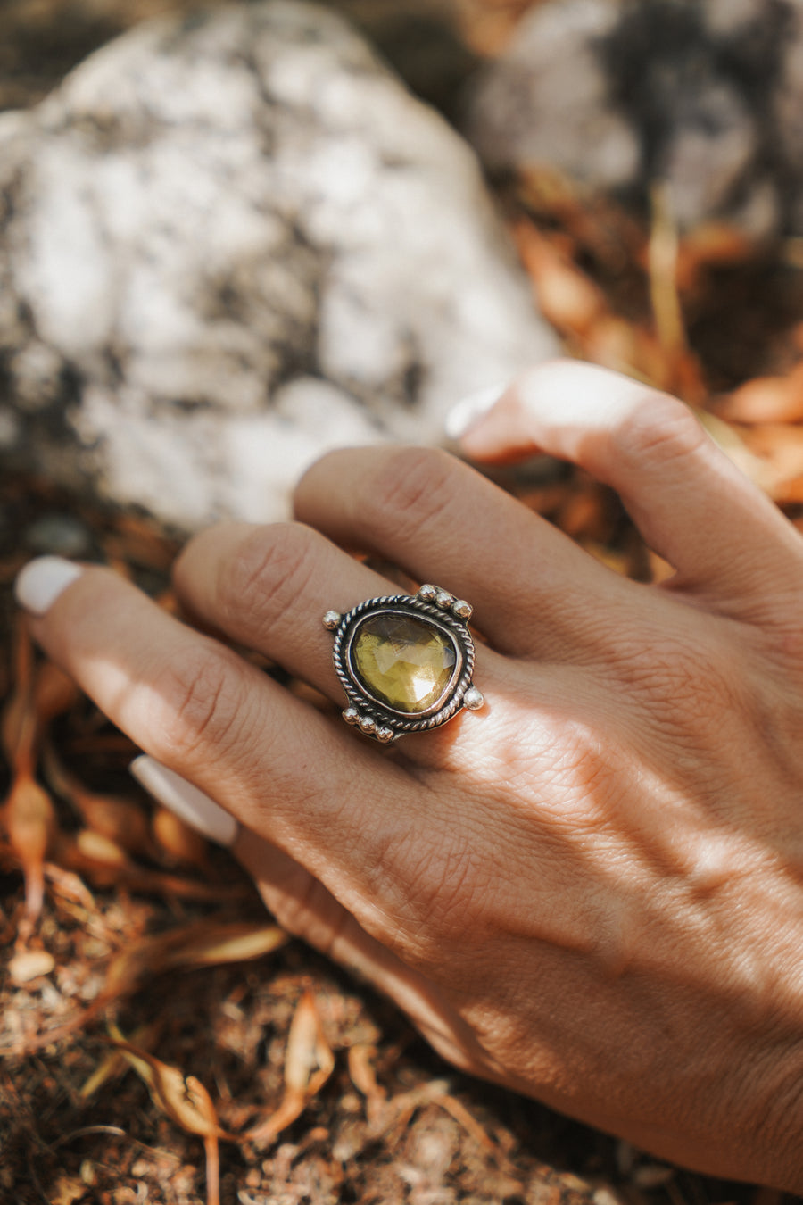 The Nova Ring in Honey Quartz Ring (Size 7.5)