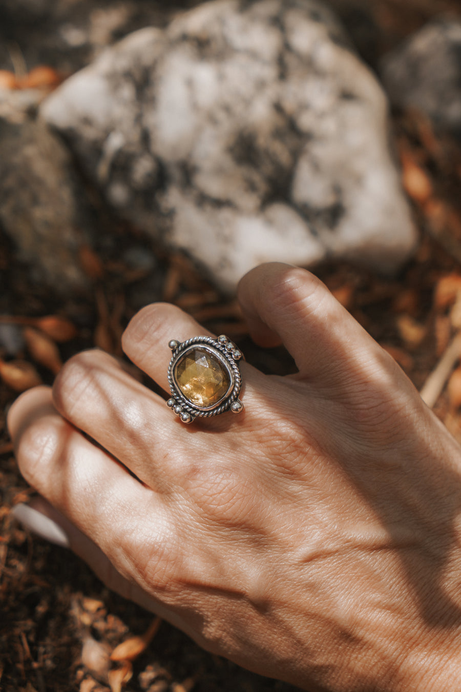 The Nova Ring in Honey Quartz Ring (Size 6)
