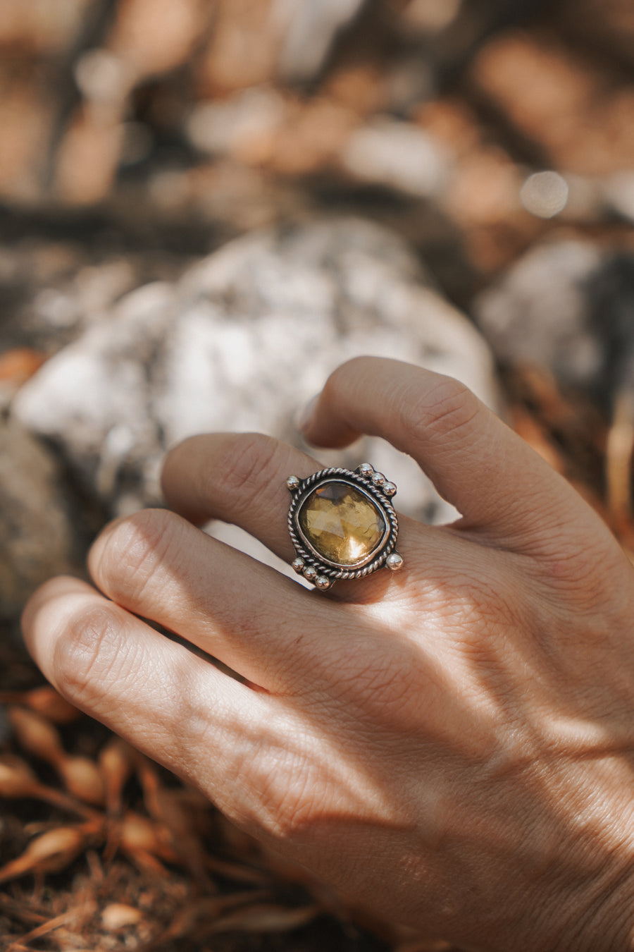 The Nova Ring in Honey Quartz Ring (Size 6)
