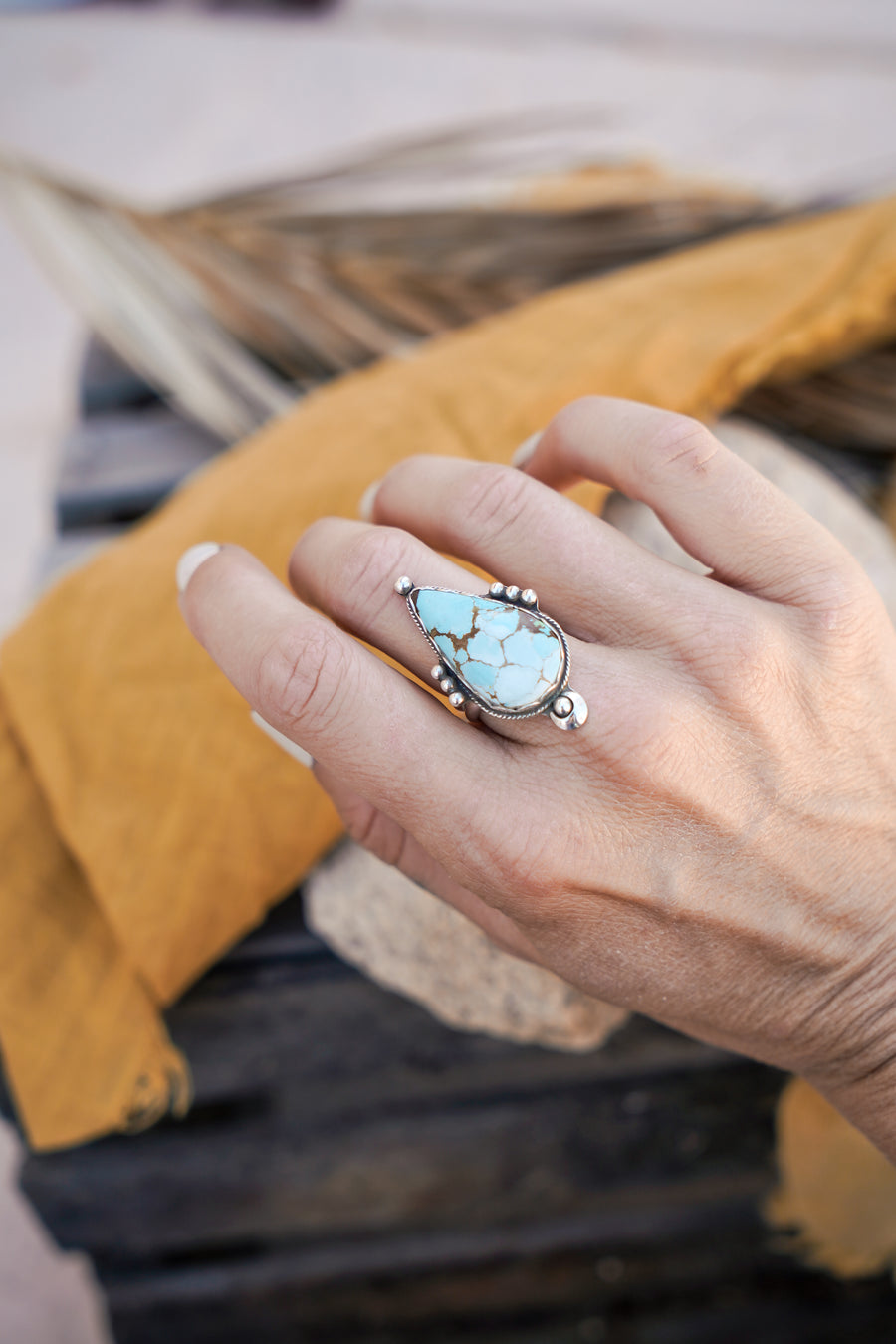 The Aurora Ring in Sand Hill Turquoise (size 7.5)