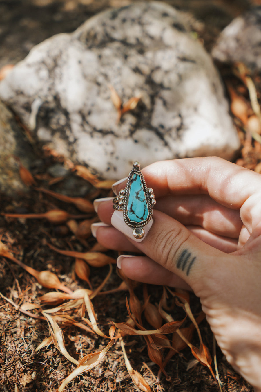The Aurora Ring in Sonoran Blue Turquoise (Size 7)