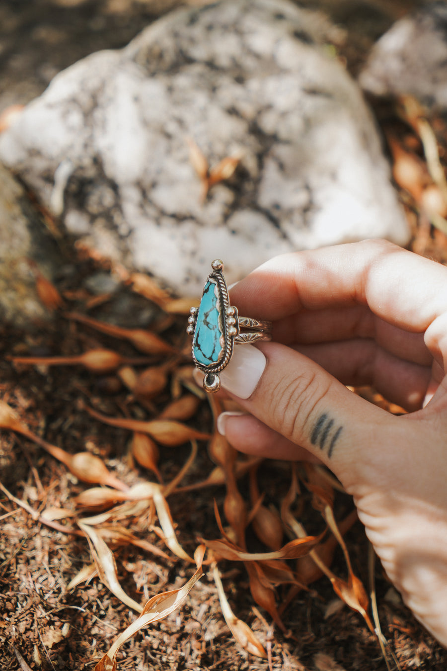 The Aurora Ring in Sonoran Blue Turquoise (Size 7)