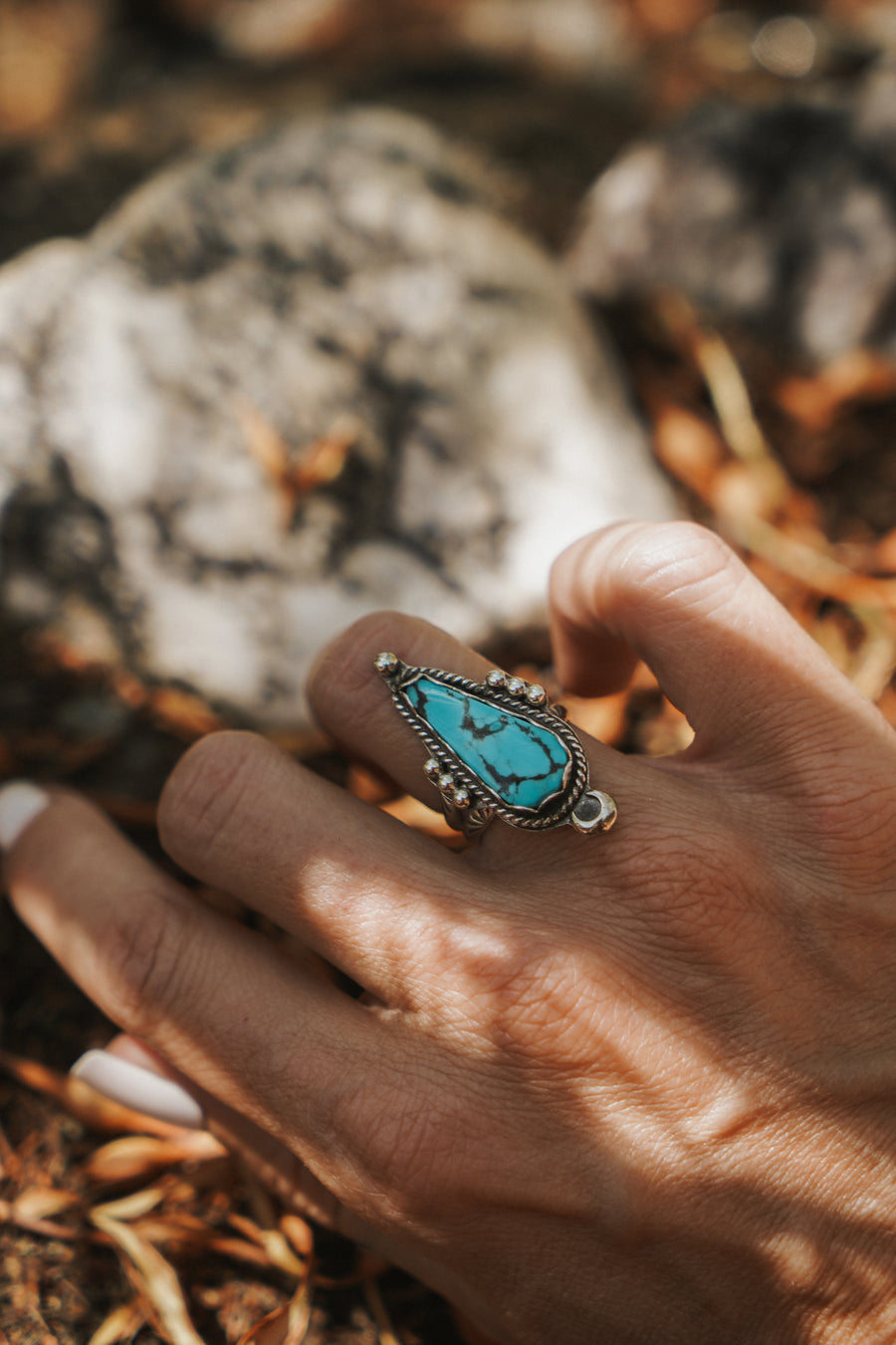The Aurora Ring in Sonoran Blue Turquoise (Size 7)