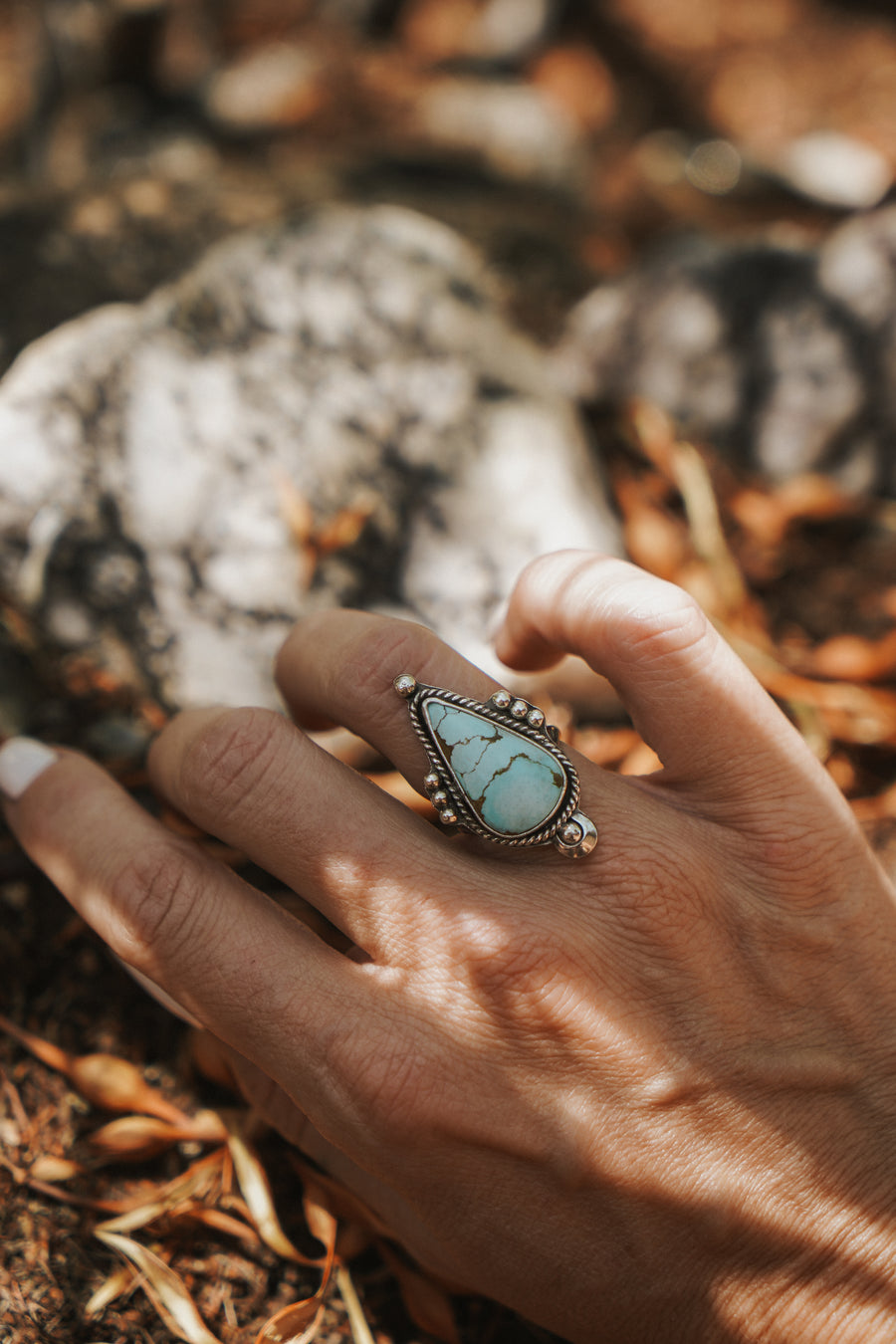 The Aurora Ring in Sandhill Turquoise (Size 6)