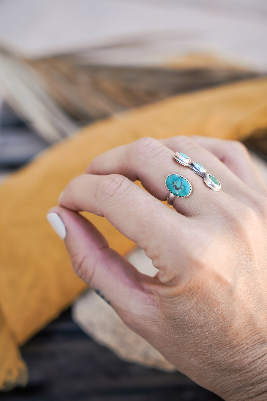 The Canyon Wrap Ring in Carico Lake & Yungi Turquoise (Size 4-6)
