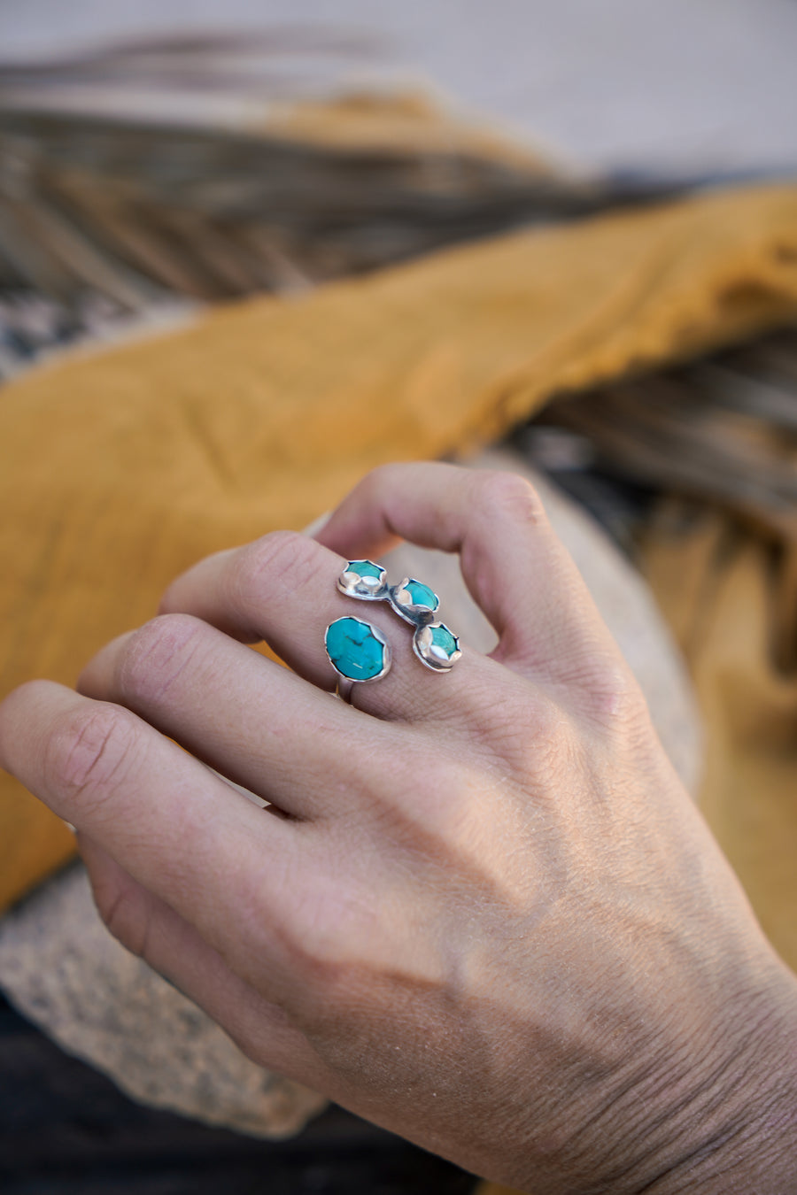 The Canyon Wrap Ring in Carico Lake & Yungi Turquoise (Size 4-6)