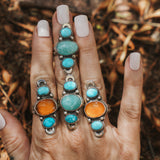 Orange Kyanite & Blue Ridge Turquoise Ring (Size 8)