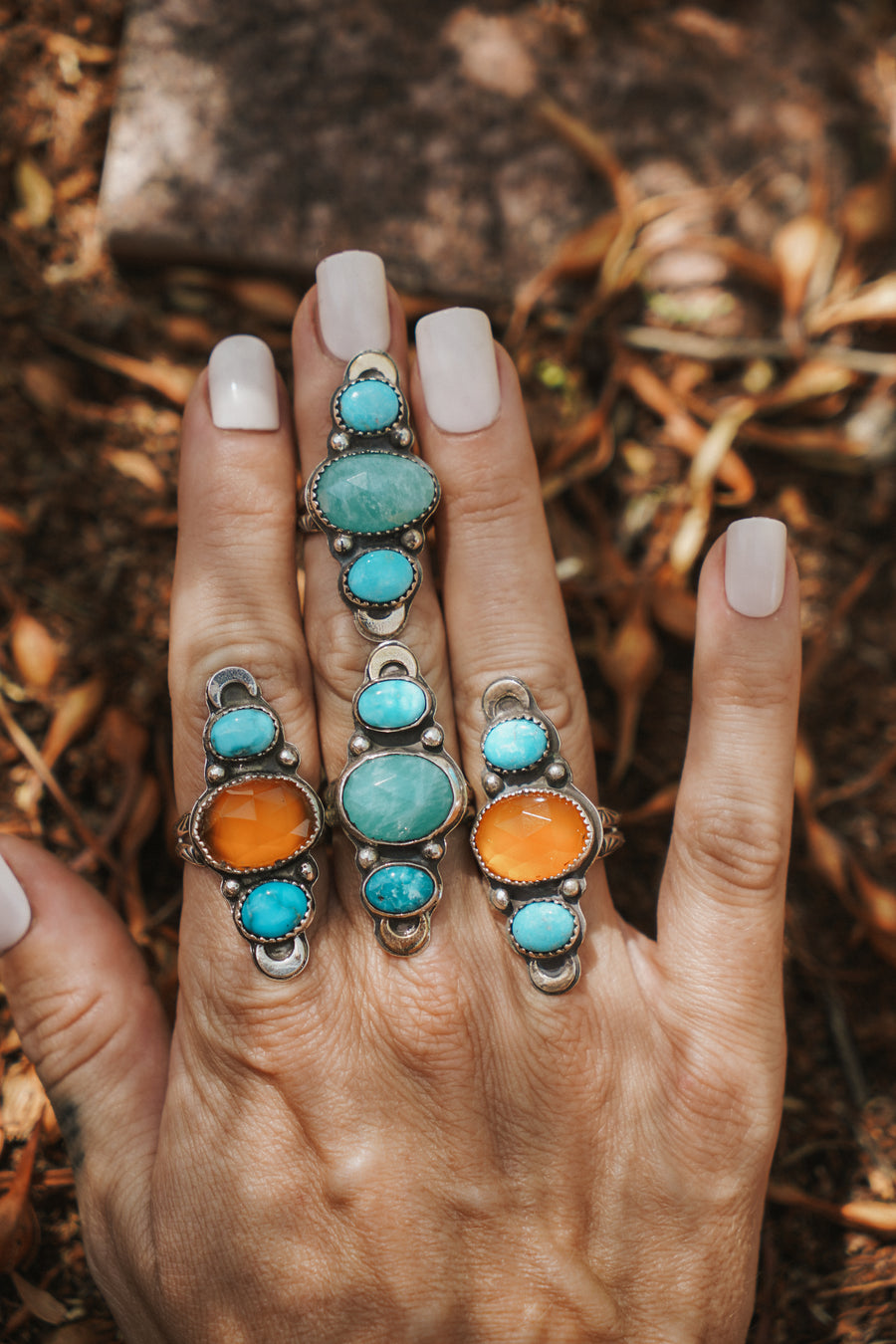 Orange Kyanite & Blue Ridge Turquoise Ring (Size 7)