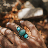 Peruvian Amazonite & Blue Ridge Turquoise Ring w/ Gold-fill Moons (Size 6)