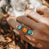 Orange Kyanite & Blue Ridge Turquoise Ring (Size 7)