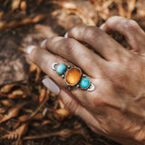 Orange Kyanite & Blue Ridge Turquoise Ring (Size 7)
