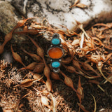 Orange Kyanite & Blue Ridge Turquoise Ring (Size 8)
