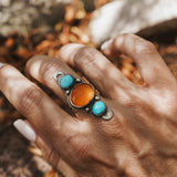 Orange Kyanite & Blue Ridge Turquoise Ring (Size 8)